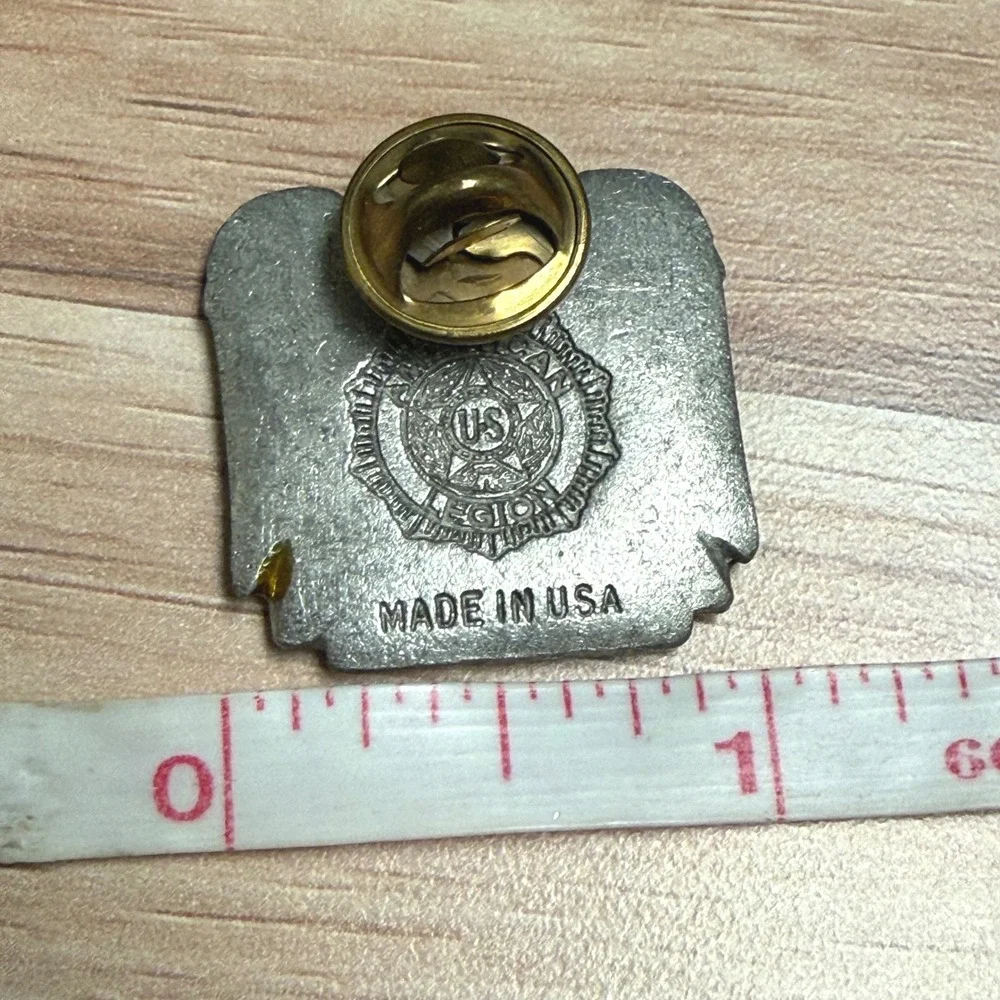 Vintage American Legion US Navy Lapel Pin Eagle Ship‎ Enamel Made in USA Silver